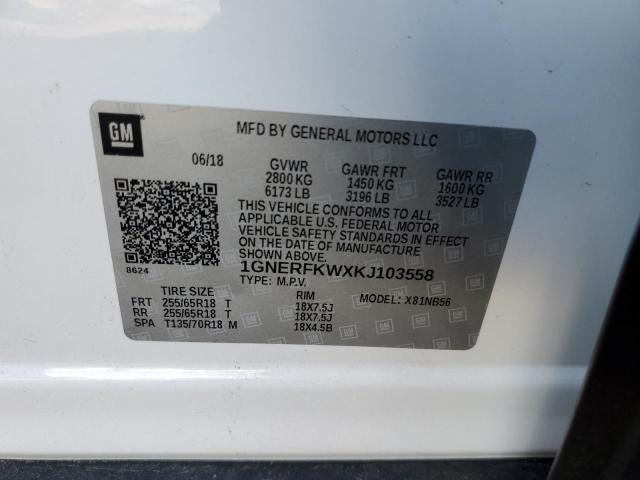 1GNERFKWXKJ103558 - 2019 CHEVROLET TRAVERSE LS WHITE photo 13