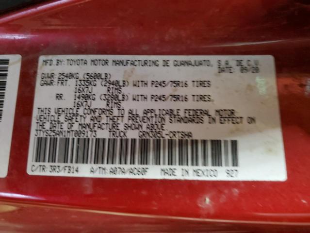 3TYSZ5AN1MT009173 - 2021 TOYOTA TACOMA ACCESS CAB Қызыл фото 12