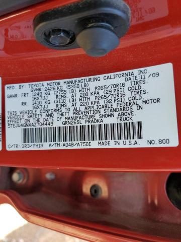 5TEJU4GNXAZ704449 - 2010 TOYOTA TACOMA DOUBLE CAB PRERUNNER RED photo 12