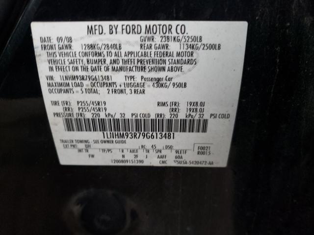 1LNHM93R79G613481 - 2009 LINCOLN MKS BLACK photo 12