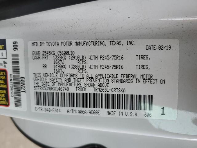 5TFRX5GN0KX146748 - 2019 TOYOTA TACOMA ACCESS CAB თეთრი ფოტო 13