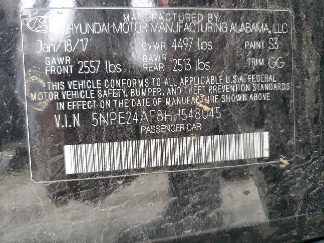 5NPE24AF8HH548045 - 2017 HYUNDAI SONATA SE BLACK photo 12