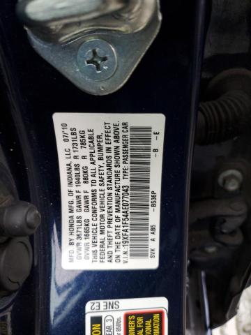 19XFA1F54AE077043 - 2010 HONDA CIVIC LX BLUE photo 13