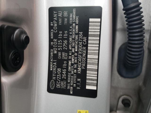 KMHGC46FX9U047384 - 2009 HYUNDAI GENESIS 4.6L SILVER photo 12