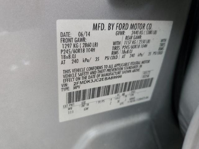 2FMDK3JC2EBA89996 - 2014 FORD EDGE SEL SILVER photo 14