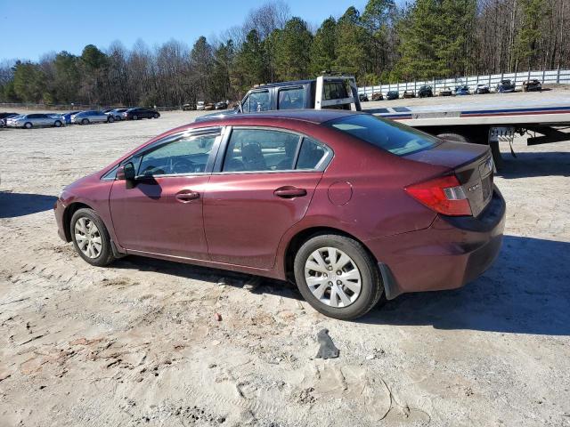 2HGFB2F56CH569827 - 2012 HONDA CIVIC LX BURGUNDY photo 2