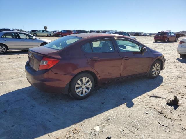 2HGFB2F56CH569827 - 2012 HONDA CIVIC LX BURGUNDY photo 3