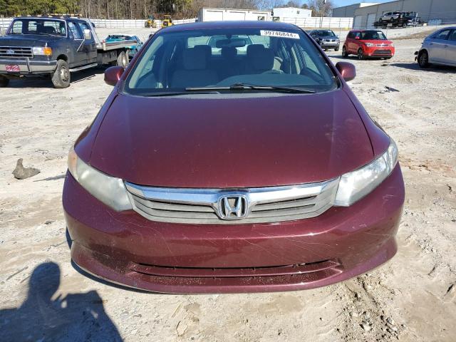 2HGFB2F56CH569827 - 2012 HONDA CIVIC LX BURGUNDY photo 5