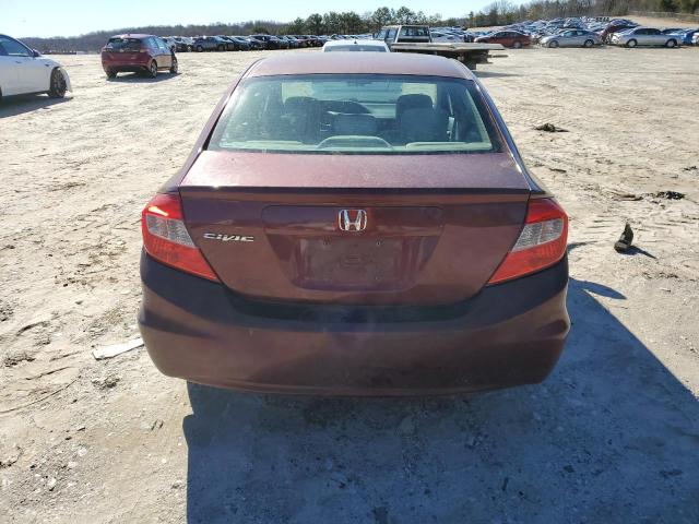 2HGFB2F56CH569827 - 2012 HONDA CIVIC LX BURGUNDY photo 6