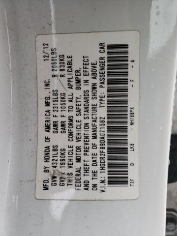 1HGCR2F89DA071582 - 2013 HONDA ACCORD EXL WHITE photo 12