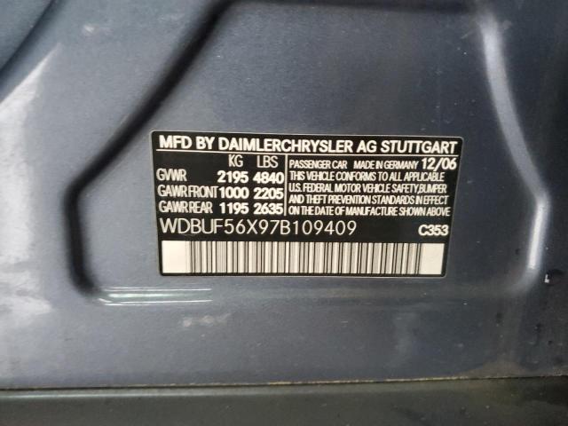 WDBUF56X97B109409 - 2007 MERCEDES-BENZ E 350 BLUE photo 12