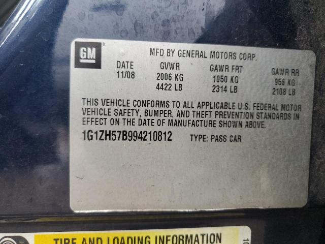 1G1ZH57B994210812 - 2009 CHEVROLET MALIBU 1LT BLUE photo 12