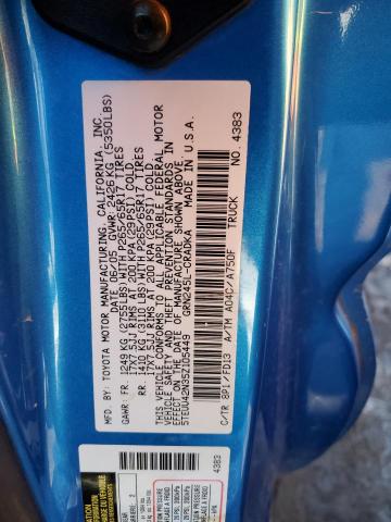 5TEUU42N35Z105449 - 2005 TOYOTA TACOMA ACCESS CAB ლურჯი ფოტო 12