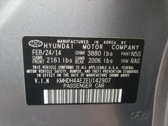 KMHDH4AE2EU142907 - 2014 HYUNDAI ELANTRA SE GRAY photo 12