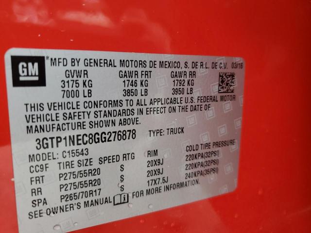 3GTP1NEC8GG276878 - 2016 GMC SIERRA C1500 SLT RED photo 12