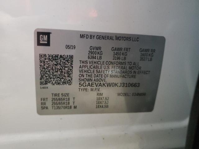 5GAEVAKW0KJ310663 - 2019 BUICK ENCLAVE ESSENCE 白色 照片 14