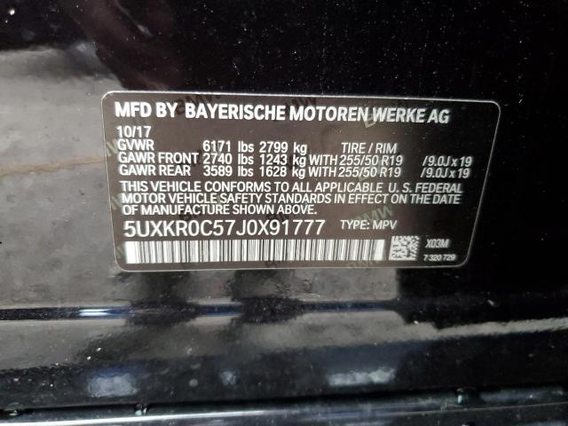 5UXKR0C57J0X91777 - 2018 BMW X5 XDRIVE35I BLACK photo 13