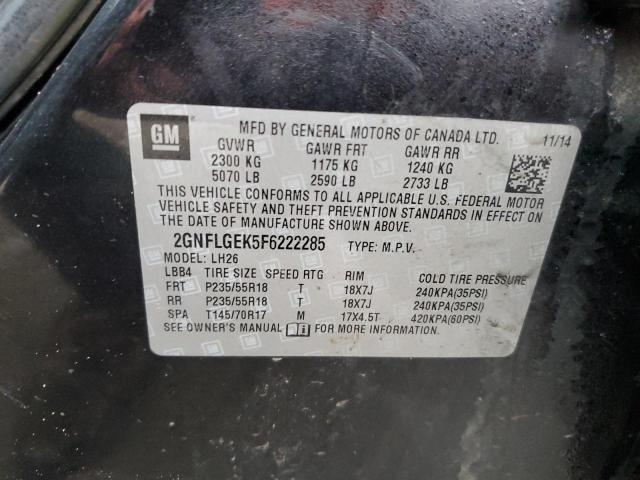 2GNFLGEK5F6222285 - 2015 CHEVROLET EQUINOX LT BLACK photo 12