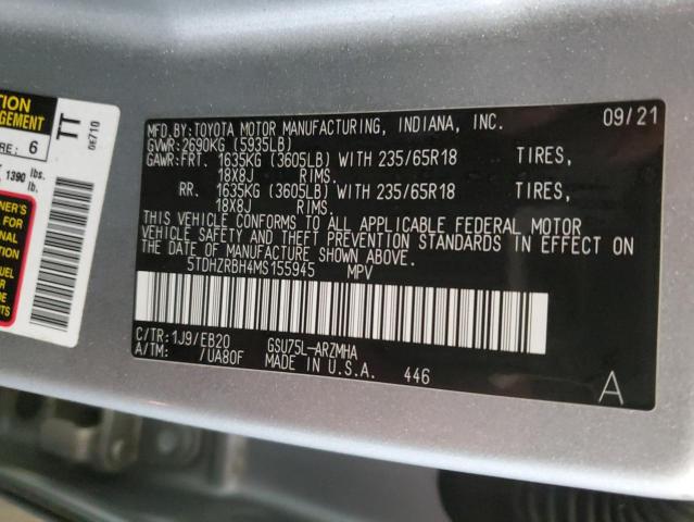 5TDHZRBH4MS155945 - 2021 TOYOTA HIGHLANDER XLE Gümüş foto 13