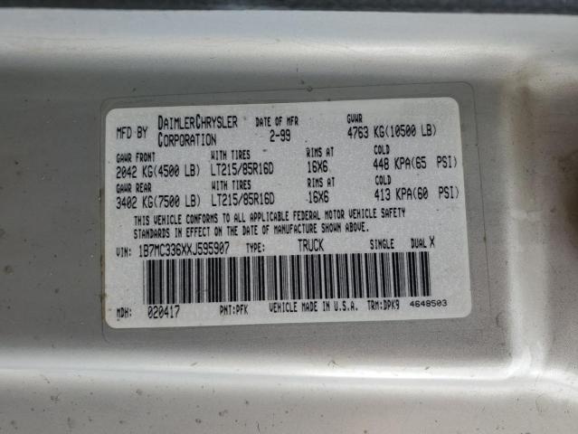 1B7MC336XXJ595907 - 1999 DODGE RAM 3500 SILVER photo 12