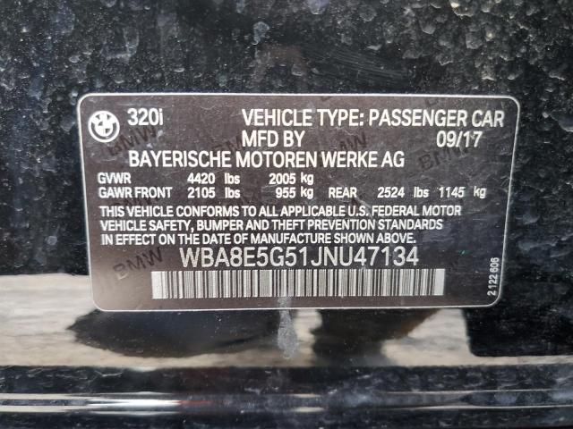 WBA8E5G51JNU47134 - 2018 BMW 320 XI BLACK photo 12