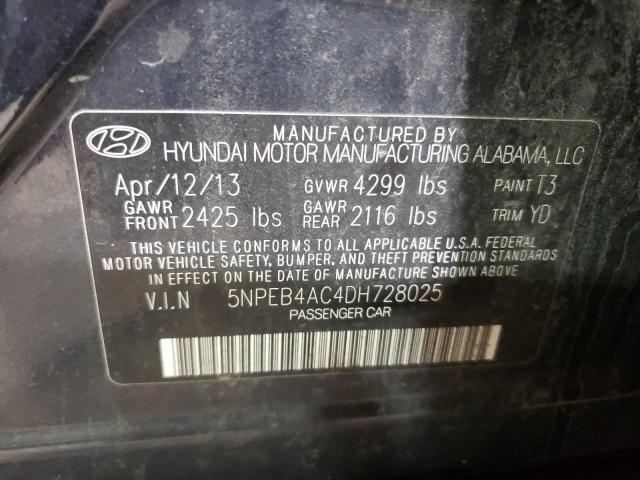 5NPEB4AC4DH728025 - 2013 HYUNDAI SONATA GLS BLUE photo 12