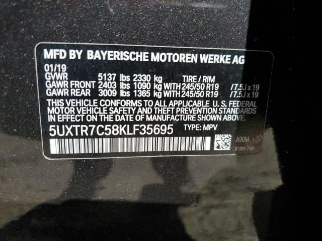 5UXTR7C58KLF35695 - 2019 BMW X3 SDRIVE30I BLACK photo 13