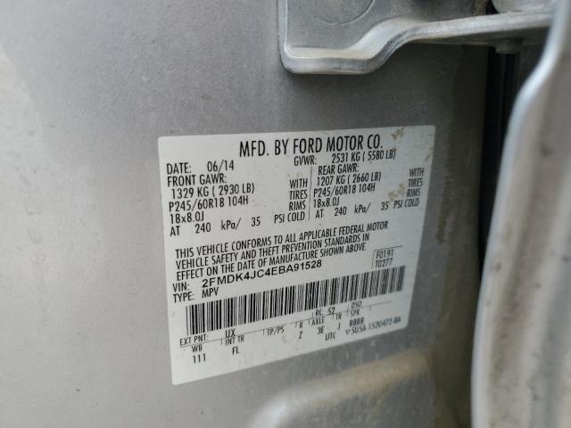 2FMDK4JC4EBA91528 - 2014 FORD EDGE SEL GRAY photo 13