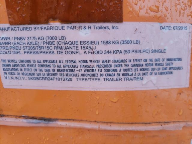 5KGBCRR24F1013726 - 2015 R&R TRAILER Narıncı foto 10