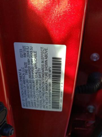 5FNYF8H56PB013881 - 2023 HONDA PASSPORT EXL RED photo 13