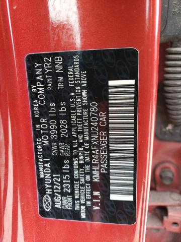 KMHLR4AFXNU240780 - 2022 HYUNDAI ELANTRA N LINE RED photo 12