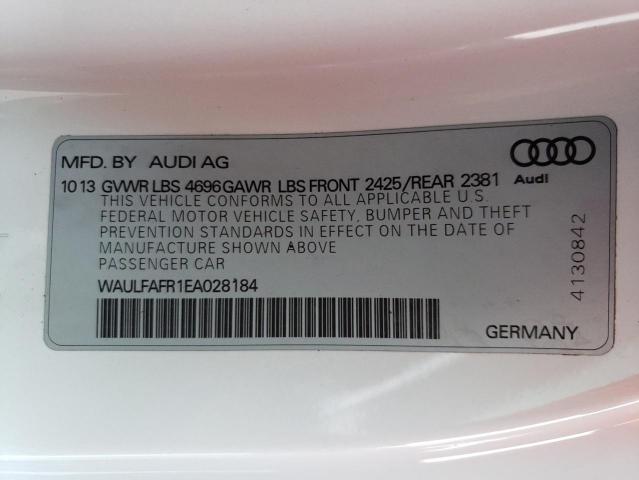 WAULFAFR1EA028184 - 2014 AUDI A5 PREMIUM PLUS WHITE photo 12