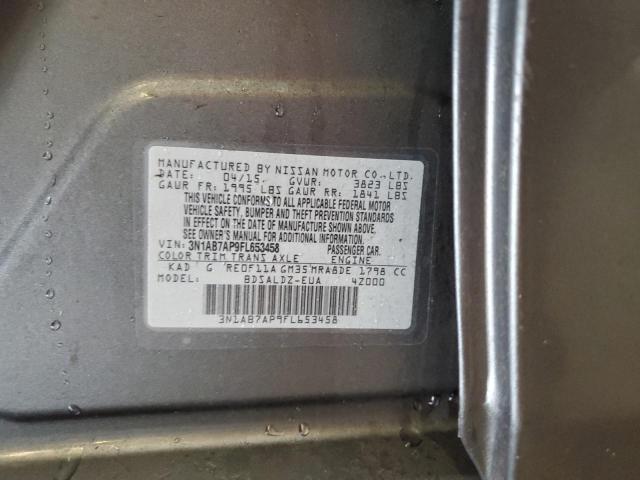 3N1AB7AP9FL653458 - 2015 NISSAN SENTRA S GRAY photo 12