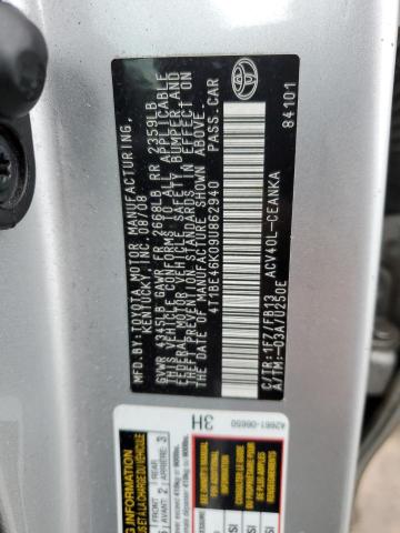 4T1BE46K09U862940 - 2009 TOYOTA CAMRY BASE SILVER photo 12