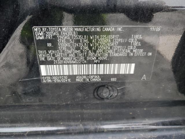 2T3ZF4DV8AW022134 - 2010 TOYOTA RAV4 BLACK photo 13