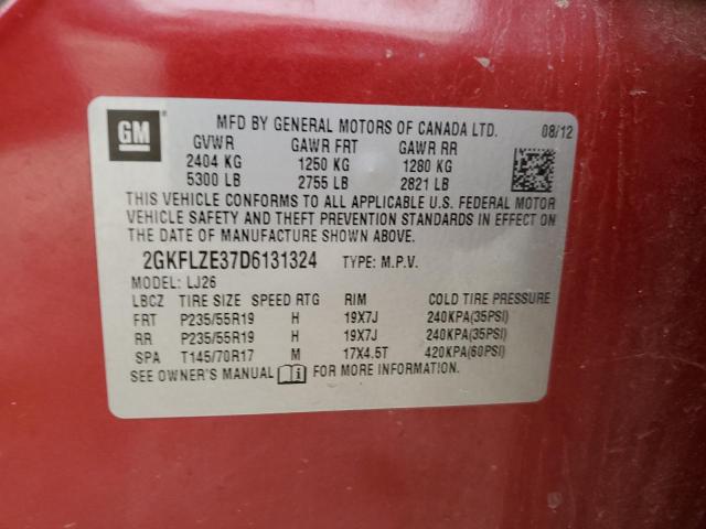 2GKFLZE37D6131324 - 2013 GMC TERRAIN DENALI RED photo 12