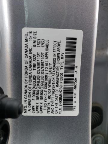 2HKRM4H76GH713700 - 2016 HONDA CR-V EXL SILVER photo 13