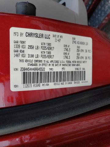 2D8HN54X48R645522 - 2008 DODGE GRAND CARA SXT RED photo 14