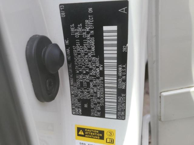 5TDZK3EH3DS131718 - 2013 TOYOTA HIGHLANDER BASE أبيض صورة 13