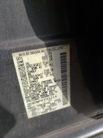 5N1AR18W75C735214 - 2005 NISSAN PATHFINDER LE ნაცრისფერი ფოტო 12