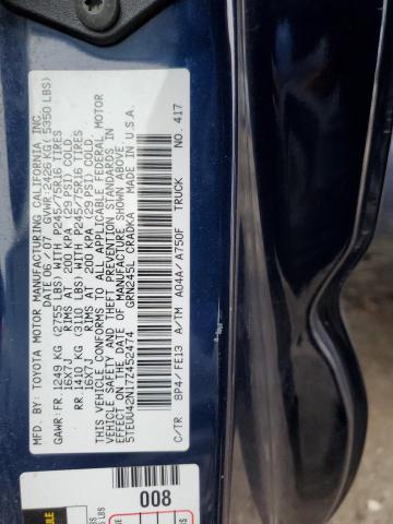 5TEUU42N17Z452474 - 2007 TOYOTA TACOMA ACCESS CAB BLUE photo 12