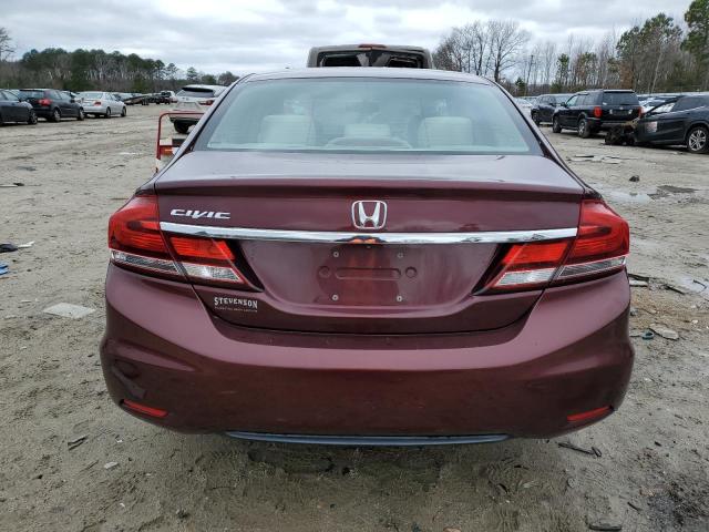 19XFB2F85DE069048 - 2013 HONDA CIVIC EX BURGUNDY photo 6