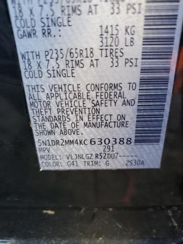 5N1DR2MM4KC630388 - 2019 NISSAN PATHFINDER S 黑色 照片 13