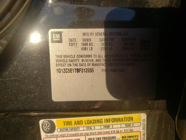 1G1ZC5E17BF312936 - 2011 CHEVROLET MALIBU 1LT BLACK photo 13