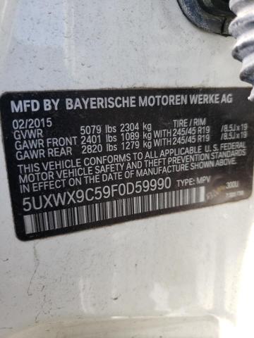 5UXWX9C59F0D59990 - 2015 BMW X3 XDRIVE28I WHITE photo 12