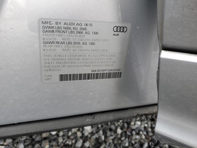 WA1D7AFP1GA020361 - 2016 AUDI Q5 PREMIUM PLUS S-LINE SILVER photo 12