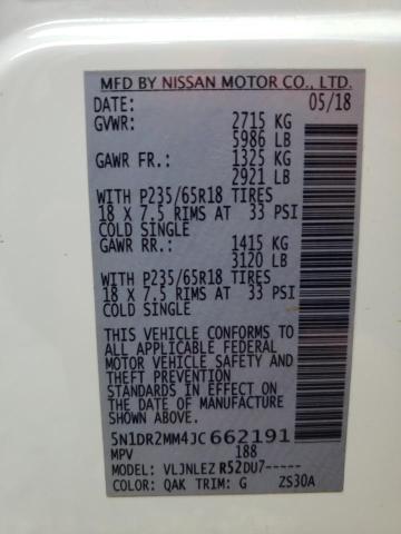 5N1DR2MM4JC662191 - 2018 NISSAN PATHFINDER S WHITE photo 12