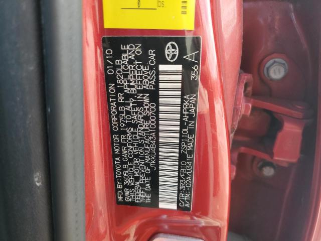 JTKKU4B43A1000700 - 2010 TOYOTA SCION XD RED photo 12