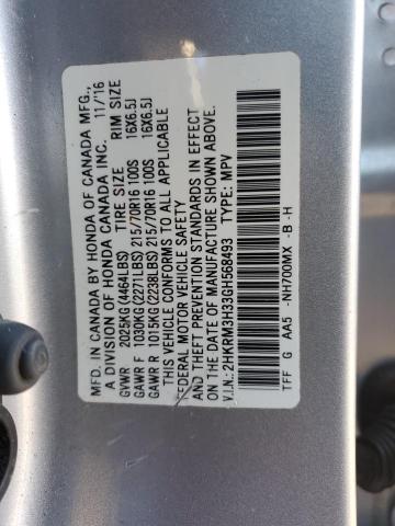 2HKRM3H33GH568493 - 2016 HONDA CR-V LX SILVER photo 14