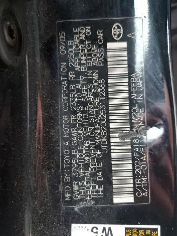 JTDKB20U253112368 - 2005 TOYOTA PRIUS BLACK photo 12